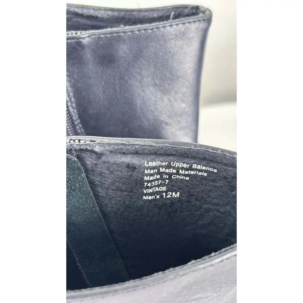 SAS Tripad Comfort Black Leather Side Zip Ankle Dress Boots Square Toe Mens 12M